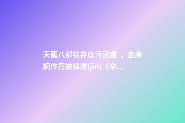 天龍八部枯井底污泥處，金庸詞作竟被錄進(jìn)《辛棄疾詞》